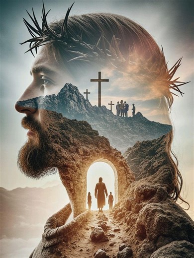 Sacred Resurrection Double Exposure Art, Jesus Profile & Calvary Hill Wall Decor. ( Digital Download ) - Etsy