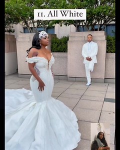 The Bride and Groom are the main stars of the wedding! Choosing wedding outfits that perfectly compliment each other is very important and a major task! Here are 15 Beautiful Bride and Groom Outfit Colors and Combinations! All the inspiration you need! SAVE and SHARE! . 1. Green and White 2. Beige/Black and White 3. Black and White 4. Blue/Black and White 5. Burgundy/Black and White 6. Baby Blue and White 7. Lavender and Silver/White 8. Mauve and Silver 9. White/Black and White 10. White Gold an