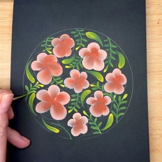 Hand painted folk art flowers timelapse painting #art #folkart #painting #folkpaintings