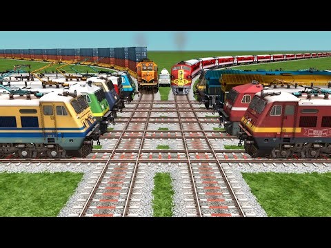 6+6 🔕 Indian Trains Coupling On Diamond Railroad Tracks || 3D Gameplay || Train Crossing Video