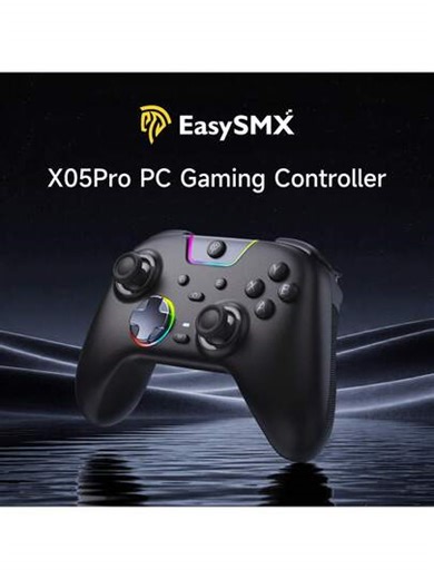 EasySMX X05 Pro Wireless Game Controller, PC Controller, Silent Buttons/Dual-Stage Triggers/8-Way D-Pad/Soft Rubber Grip/Hall Effect Joystick/RGB Lighting/Programmable Buttons/1000mAh Large Battery/Multi-Mode Connection Switch. Compatible With PC/Switch/Mobile/Steam/TV, Dual Vibration Motors, Pulse Triggers. | SHEIN