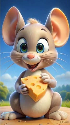 Cute Little Mouse Eating Cheese 🐭🧀 | Adorable 3D Cartoon Animation #Shorts