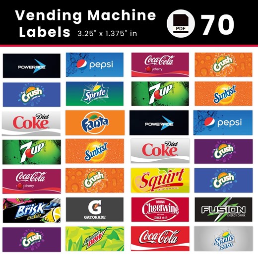 70 Vending Machine Label, High Quality Labels, Soda Pop Labels, Soft Drinks Vending Machine Labels, Drink Machine Label, Digital Download - Etsy