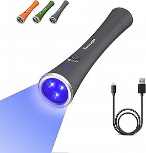 UV Flashlight Black Light, 365nm Blacklight Pet Urine Detector, Rechargeable Blacklight Flashlight for Dog/Cat Urine Stains, Bed Bug, Resin Curing, Scorpions Finder, Grey