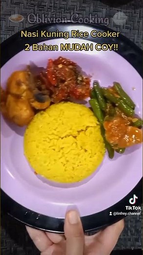 Bikin Nasi Kuning di Rice Cooker cuma pake 2 BAHAN AJA!! Gampang Banget! Enak Lagi!! 🤤😱