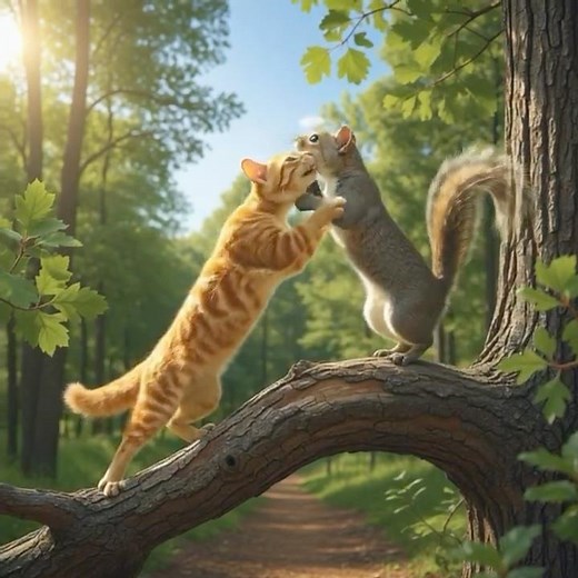 Cat vs Squirrel on the Tree — The Ultimate Climb Chase!