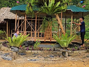 739K views · 6.1K reactions | Linh's Unique 360-Degree Revolving House, Build a Pond and Pave Stones Around the House | Bushcraft TV | Facebook