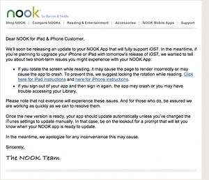 Barnes & Noble warns of potential Nook app incompatibilities with iOS 7 - 9to5Mac