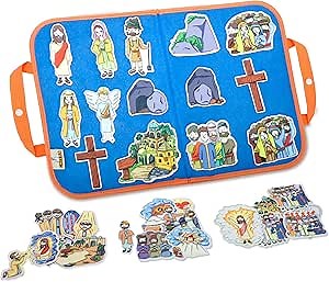 CHEFAN 4 Pack Felt Board Bible Stories Set, Flannel Board Stories, Nativity Flannel Graph Bible Toy for Kids, Include Jesus Resurrection, Ascension and Pentecost, Paul's Conversion, Prophet Isaiah