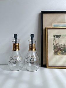 Vintage Pyrex Öl & Essig Menage | MCM Gebändertes Gläser Set - Etsy.de