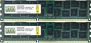 32GB (2x16GB) DDR3-1600MHz PC3-12800 ECC RDIMM 2Rx4 1.35V Registered Server Memory by NEMIX RAM