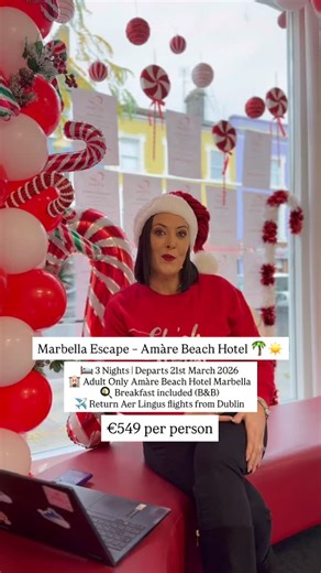 Luxury Marbella Escape – Amàre Beach Hotel 🌴☀️ From just €549pp | 3 Nights | Departs 21st March 2026 | Deposit only €150pp ✨ Stay at the stunning Amàre Beach Hotel Marbella ✨ An adults-only, beachfront haven in the heart of Marbella — where style, sunshine, and sophistication meet. Relax by the sea, stroll along the promenade, and enjoy the vibrant atmosphere of the Costa del Sol. 🌟 Your Holiday Includes: 🏨 3-night stay at the Amàre Beach Hotel Marbella 🍳 Breakfast included (B&B) ✈️ Return A