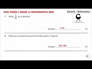 Grade 11 Paper 1 of 2020