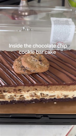 Inside the chocolate chip cookie bar cake from #Costco