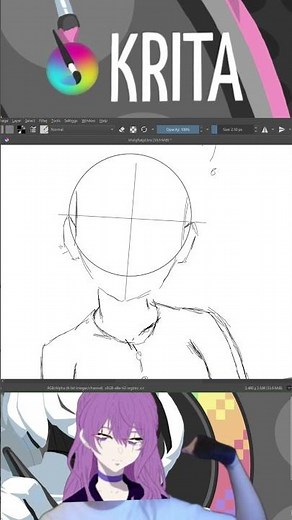 Drawing an Anime girl time lapse #krita #drawing #oc #art