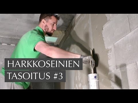 Harkkoseinän tasoitus #3: tasoituslaastia ja verkkoa seinälle ‪@KRANTTUTANTTU‬
