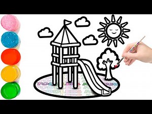 How to Draw Playground Easy | How To Draw A Playground With Slide