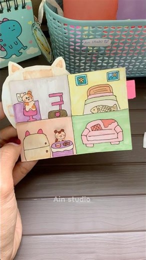 Cute DIY play paper tiny house #cutediy #diy #papercraft #ainstudio