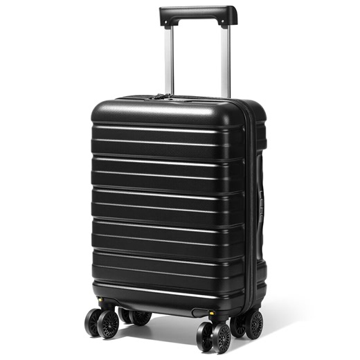 16 Inch Airline Approved Underseat Carry On Luggage, Lightweight Hard Shell Personal Item Suitcase with TSA Lock & Spinner Wheels, Black for Travel