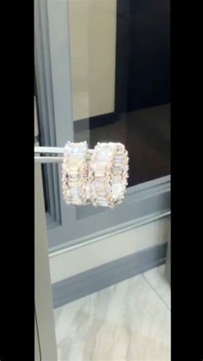 Baguette and Round Diamond Earrings with Matching Rings – 14K Gold