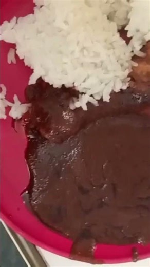 un rico mole con pollo y arroz hecho con mis propias manos 🫶