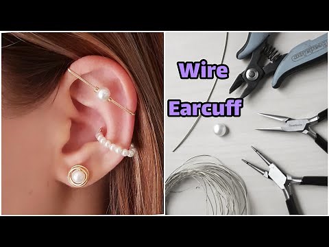 Triple earrings [ear cuffs / ear stud] - Pearl Beaded Wire Ear Cuffs - DIY Make Your Own