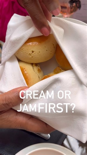Cream or Jam First? There is regional debate when it comes to the assembling of scones, Devonshire style is clotted cream first, then strawberry jam. Cornish style is strawberry jam first, then clotted cream. #afternoontea #afternoonteaexpert #afternoonteaweek #scones | Great British Tea Party