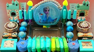 Mixing Elsa Sky Blue Makeup Parts Satisfying into Slime.#slimecoloring #asmr #슬라임 | Slime Slime