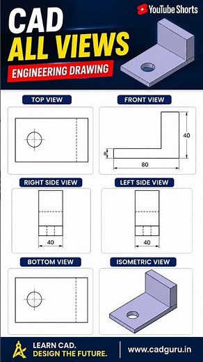 Engineering Drawing All Views Explained | Orthographic Projection Tutorial | CAD Practice Question