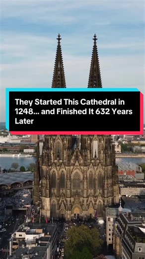 It took 632 years to build. Construction started in 1248, stopped for centuries due to wars and financial crises, and wasn't completed until 1880. Cologne Cathedral stands 157 metres tall, took 632 years to build, and draws 6. Medium6 million visitors every year. It is the world's tallest Gothic cathedral Ancient Origins — and when it was finally completed, it briefly held the title of the tallest building on Earth. During WWII, Allied bombing destroyed 95% of Cologne — but the cathedral remaine