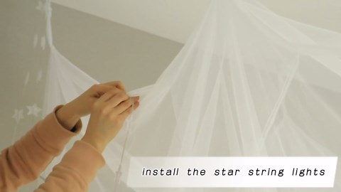 White Bed Canopy for Girls with 24 Colors Star Lights, 8 Corners Hanging Princess Canopy Bed Curtains with Remote Timer for Full Queen King Bed Kids Twin Bedrooom Dector