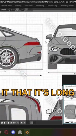 Mercedes Modeling in Blender #blender3d #carmodeling #lowpoly #mercedes #amggt63s #howto #blender