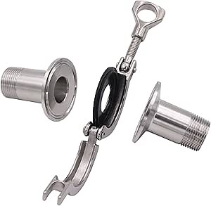 DERNORD 2 Pcs Sanitary Male Threaded Ferrule Pipe Fittings + SUS304 Tri-clamp (Tri-clover Clamp) + FKM Gasket (Male Threaded Pipe Size:3/4 Inch DN20)