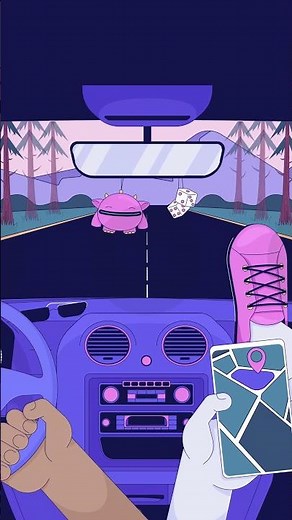 Road trip navigation cartoon vertical animation