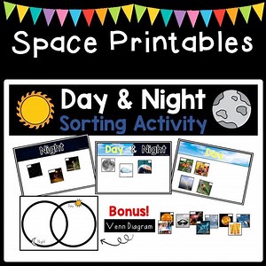 Day & Night Sorting Mats and Venn Diagram - Preschool, Kindergarten - Etsy