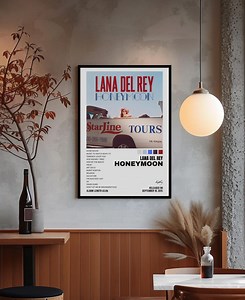 Lana Del Rey Album Poster | Honeymoon Album Cover Print | Girly Music Aesthetic Wall Art | Pop Icon Signed Album Tracklist | Lana Fan Gift - Etsy