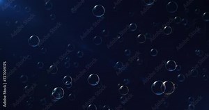 Abstract 3d Animation Bubbles on Dark Background. Liquid Water Bubbles Flying. Looping Animation.