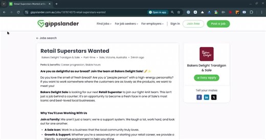 Introducing Saved Jobs on Gippslander! ❤️🚀 We’ve made your local job search even easier. 1️⃣ Find a job you like. 2️⃣ Heart it to save it. 3️⃣ Access your saved jobs anytime! Check out the quick demo below and start shortlisting today! 🎥👇 | Gippslander