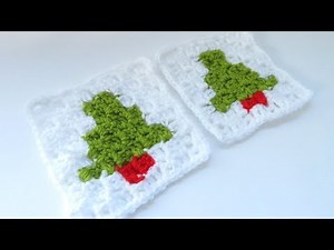 C2C Christmas Tree Granny Square - How to Crochet