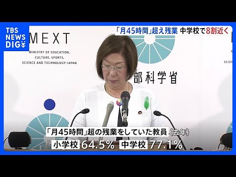 残業「月45時間超」が中学校教員で8割近くに “過労死ライン”超えも…依然長時間勤務続く【文科省・教員勤務実態調査】｜TBS NEWS DIG