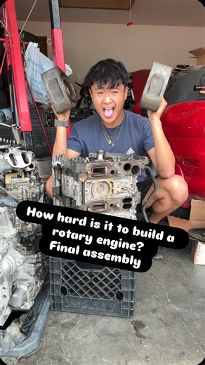 Adam lam on Instagram: "Today we get the rotary sandwich together and assembled! The motors looking good but now needs in the car. Will it start? #cars #car #carsofinstagram #fypシ #fyp #engine #rotaryengine #rx8 #mazda #rotary #projectcar #projectcars #enginerebuild"