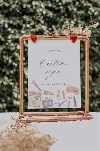 Editable Pamper Spa Party Custom Sign, Birthday Decor, Slumber Party Themed, Digital Template, Party Decor, Printable 244 - Etsy