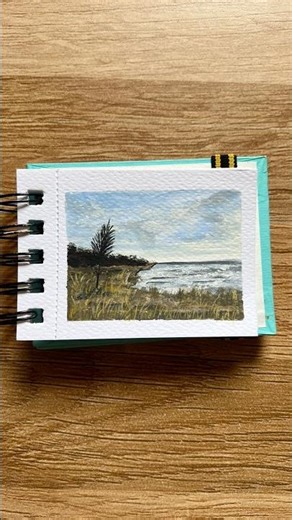 Small Canvas Acrylic Painting Idea | Easy Beach Landscape art #artshorts #beginnerarttips #painting