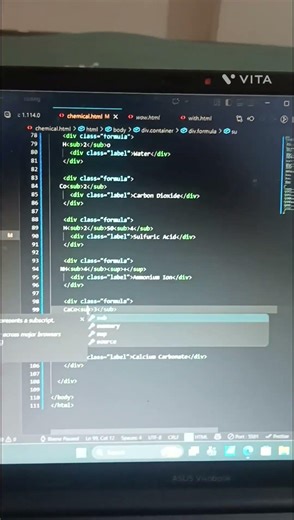 How to Write Chemical Formulas in HTML (H₂O, CO₂, NH₄⁺) | Easy Tutorial