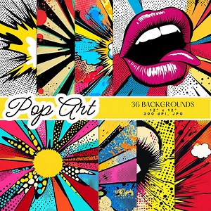 Pop Art Digital Paper Bundle, Comic Book Backgrounds, Retro Halftone Patterns, 36 JPG Prints, Scrapbook & Sublimation Paper, Commercial Use - Etsy