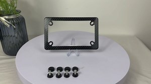 Carbon Fiber Motorcycle License Plate Frame - SXS ATV UTV Scooter Moped Tag Frames, 4 Holes Stainless Steel Rust Proof License Plate Frames for Motorcycle