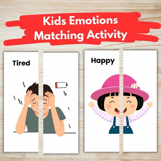 Kids Emotions Matching Activity – 30 Printable Emotion Cards for Preschool & Toddlers | Feelings Flashcards | Cut , Match Game - Etsy