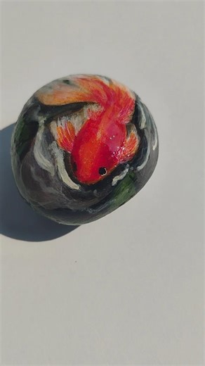 3D Goldfish Painting on Stone 🐟✨ | Realistic Pebble Art #stone painting #art flow
