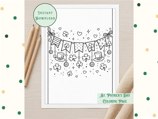 St. Patrick’s Day Garland Coloring Page: St. Patrick's Day Activity (PNG Digital Download) Fun Coloring Sheet for Kids, Teens, and Adults - Etsy