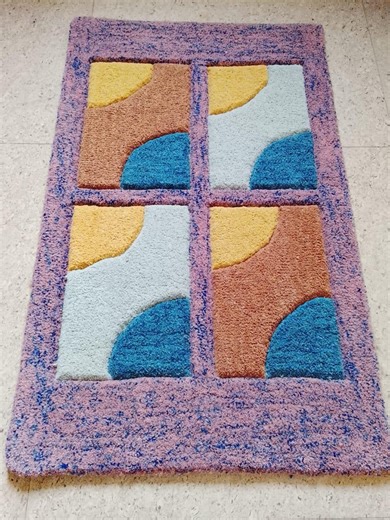 Hand Tufted Abstract Area Rug | Modern Color Block Carpet in Pastel Blue, Mustard & Purple for Living Room Décor - Etsy